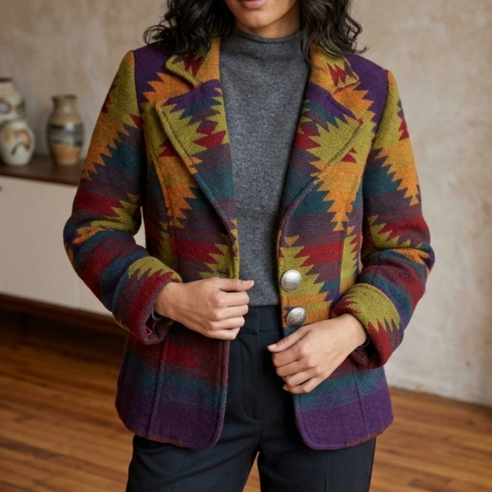Coldwater Creek Bright Aztec Southwestern  Jacket Small